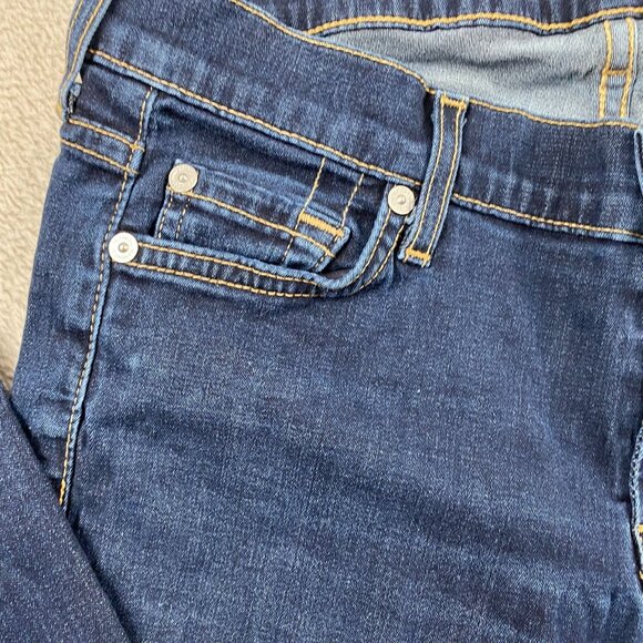 7 For All Mankind Women's Jeans Size 30 Skinny Dark Wash Denim with Paint Spots - Picture 8 of 16